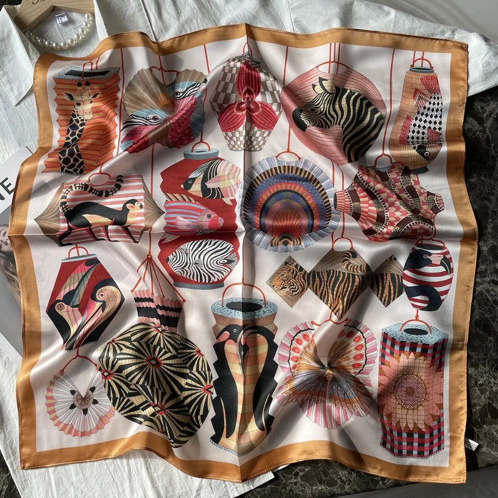 100% Pure Mulberry Silk Square Scarf  Fashionable and Versatile High-end Silk Scarf  12 Momme Single Sided Printing 68x68CM