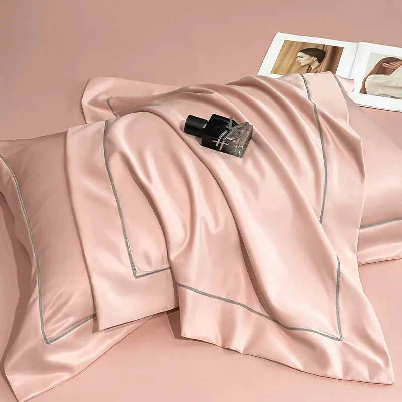 2PC/Set Natural Mulberry Silk Pillowcase Solid Color Envelope Pillow Case Bedding Sleeping Pillow Cover 48X74 Pillow Case Cover