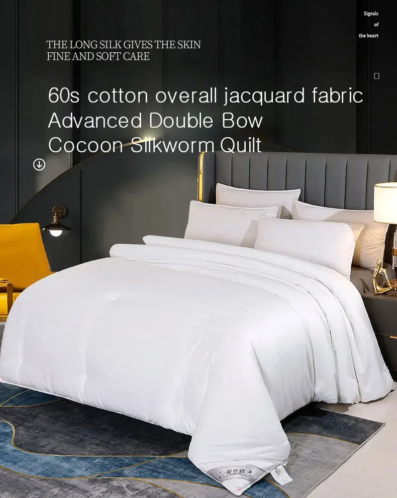 Mulberry Silk Quilt is 100% natural silk filling in all seasons. It is portable, breathable and luxurious
