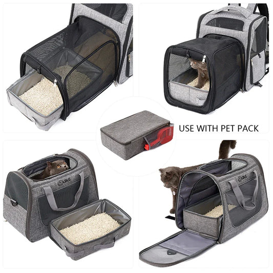 Foldable Car Pet Litter Boxes Oxford Cloth Rectangular Travel Cat Bedpans Portable Waterproof with Shovel Reusable Pet Supplies