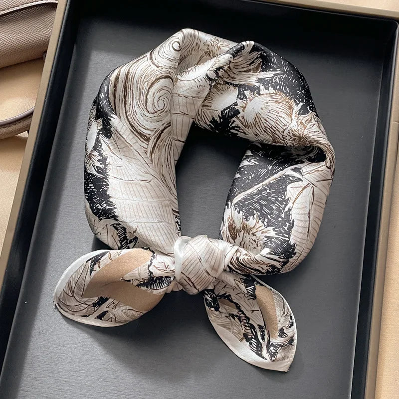 100% silk mulberry  scarf small square women's versatile new foreign style fashion  high-end autumn 53CM
