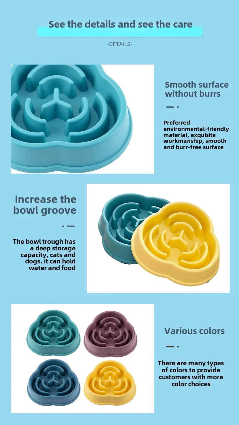 1pc Dog Slow Food Bowl Plastic Anti-Choking Slow Eating Cloud Shape Large Dogs Prevent Vomiting And Protect Intestines