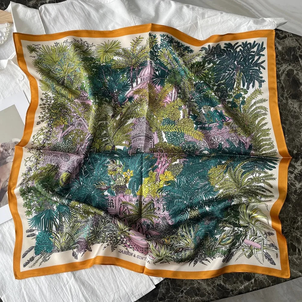 100% Pure Mulberry Silk Square Scarf  Fashionable and Versatile High-end Silk Scarf  12 Momme Single Sided Printing 68x68CM