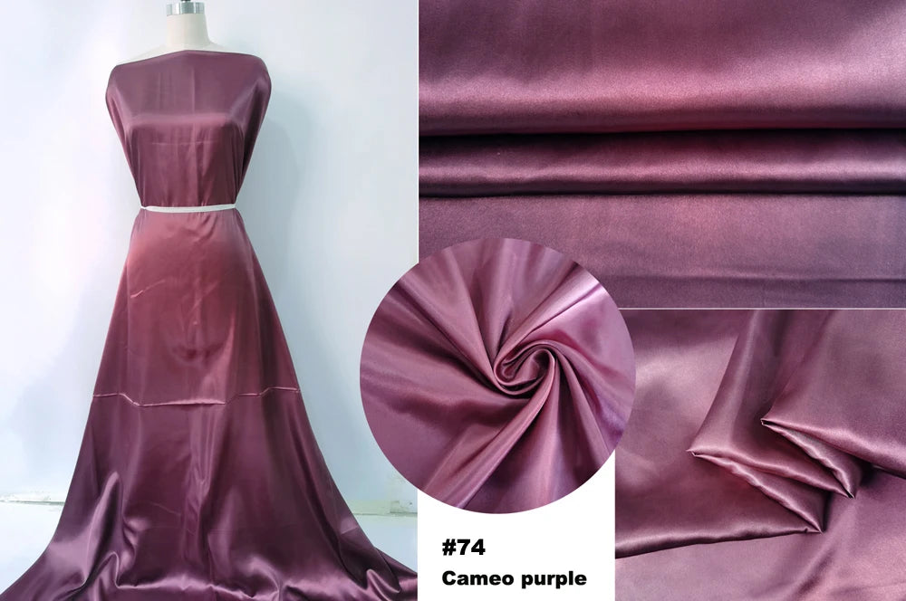 Solid Satin 58" Wide | 1Meter | 2Meters | 5Meters | Silky Charmeuse Scarf Craft DIY Fabric Purple