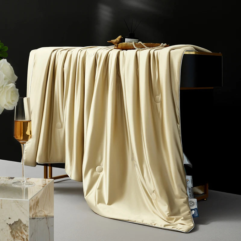 Silk Quilt, 100% Muberry Silk Fill Summer Quilt/Duvet/Blanket/Comforter, Lightweight Breathable Pure Silk Quilt for All Season
