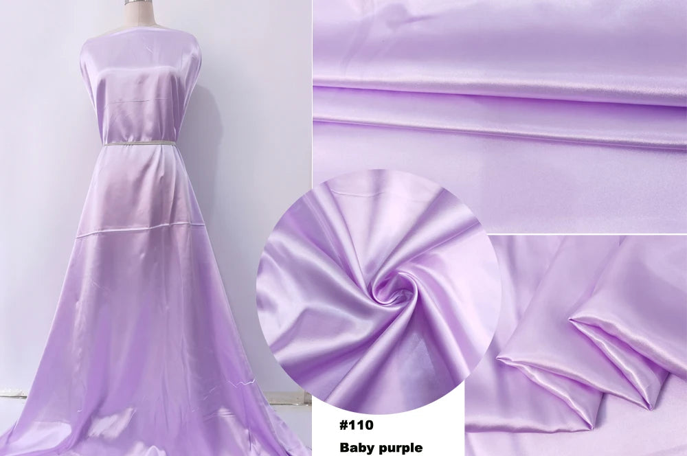 Solid Satin 58" Wide | 1Meter | 2Meters | 5Meters | Silky Charmeuse Scarf Craft DIY Fabric Purple