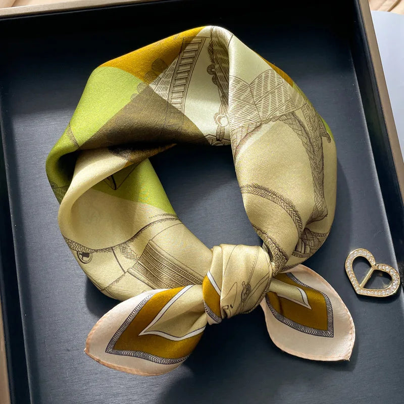 100% silk mulberry  scarf small square women's versatile new foreign style fashion  high-end autumn 53CM