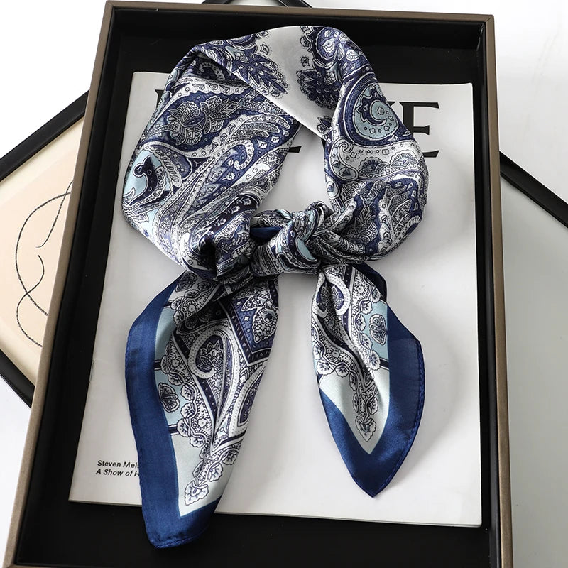 2025 New Fashion 70X70cmPrinted Women's Scarf Pashmina Silk Scarf Square Shawl Decorative Headband Neck Luxury Design Bandana