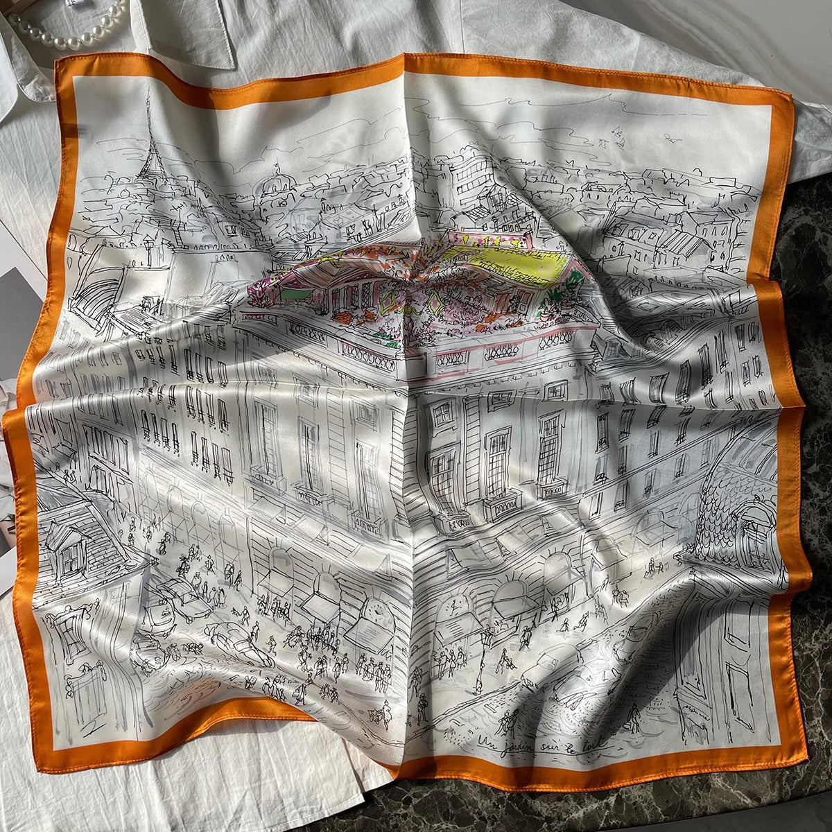 100% Pure Mulberry Silk Square Scarf  Fashionable and Versatile High-end Silk Scarf  12 Momme Single Sided Printing 68x68CM