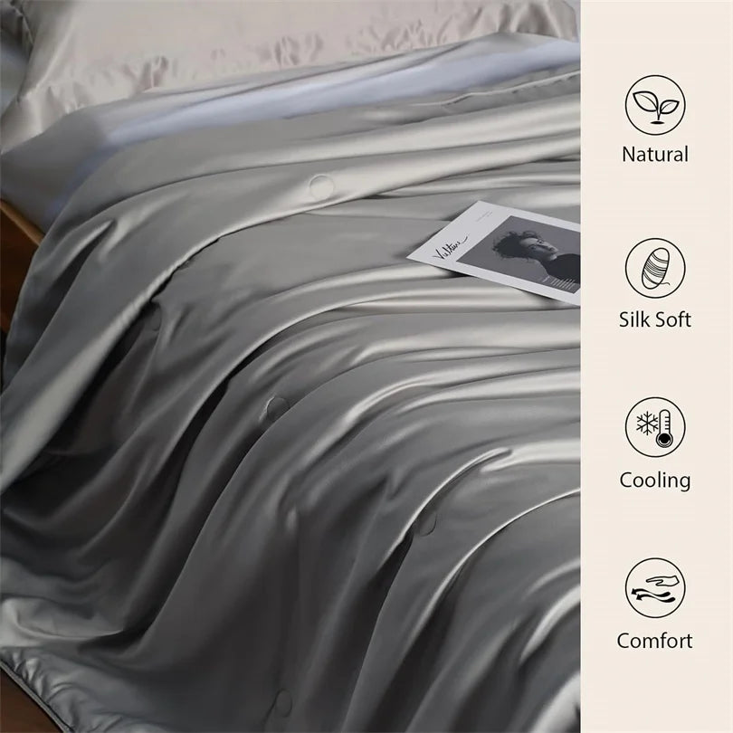 Silk Quilt, 100% Muberry Silk Fill Summer Quilt/Duvet/Blanket/Comforter, Lightweight Breathable Pure Silk Quilt for All Season