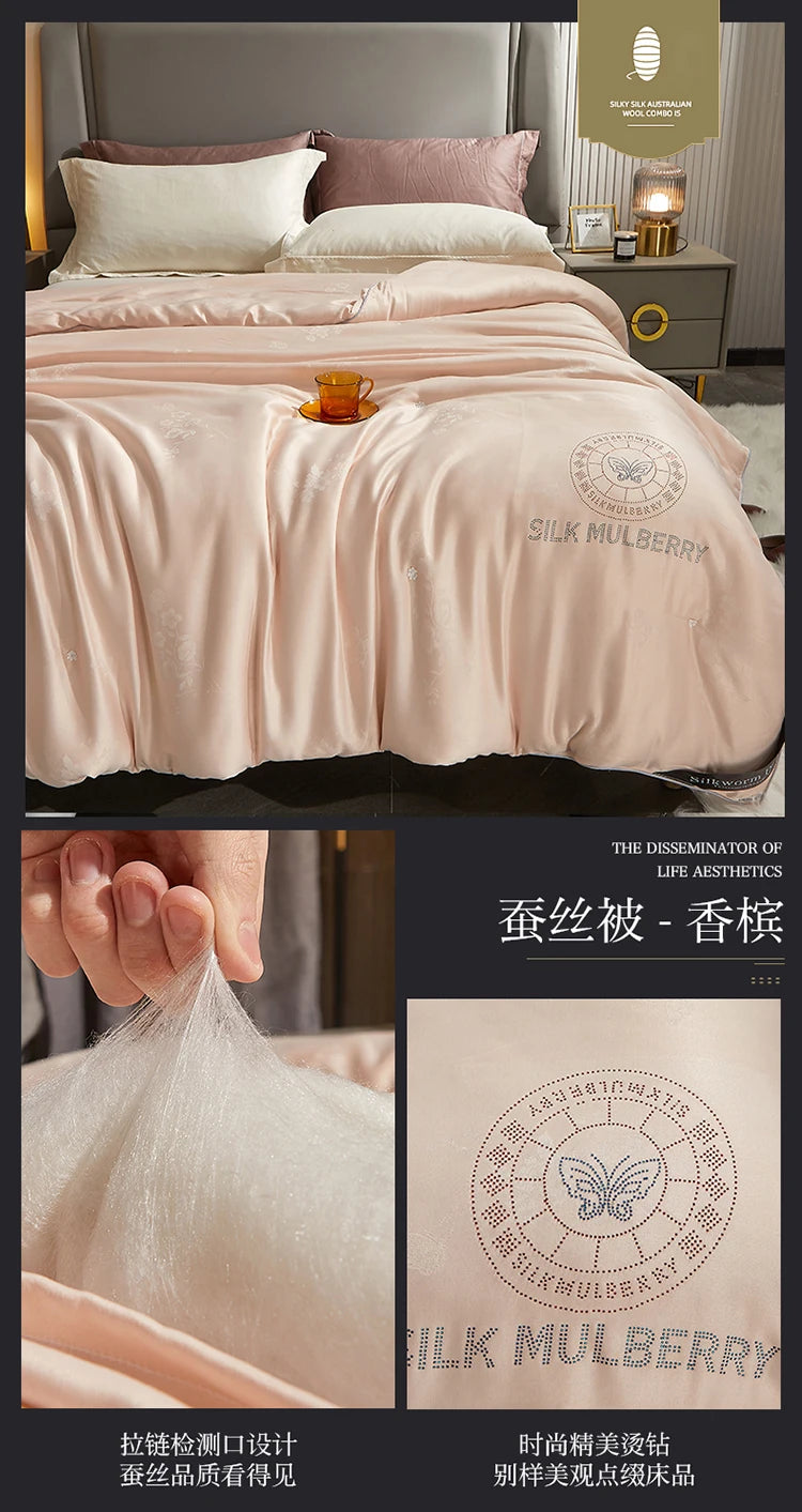 Genuine silk quilt 100% mulberry silk luxury warm quilt spring autumn winter quilt single double comforter silk quilt core