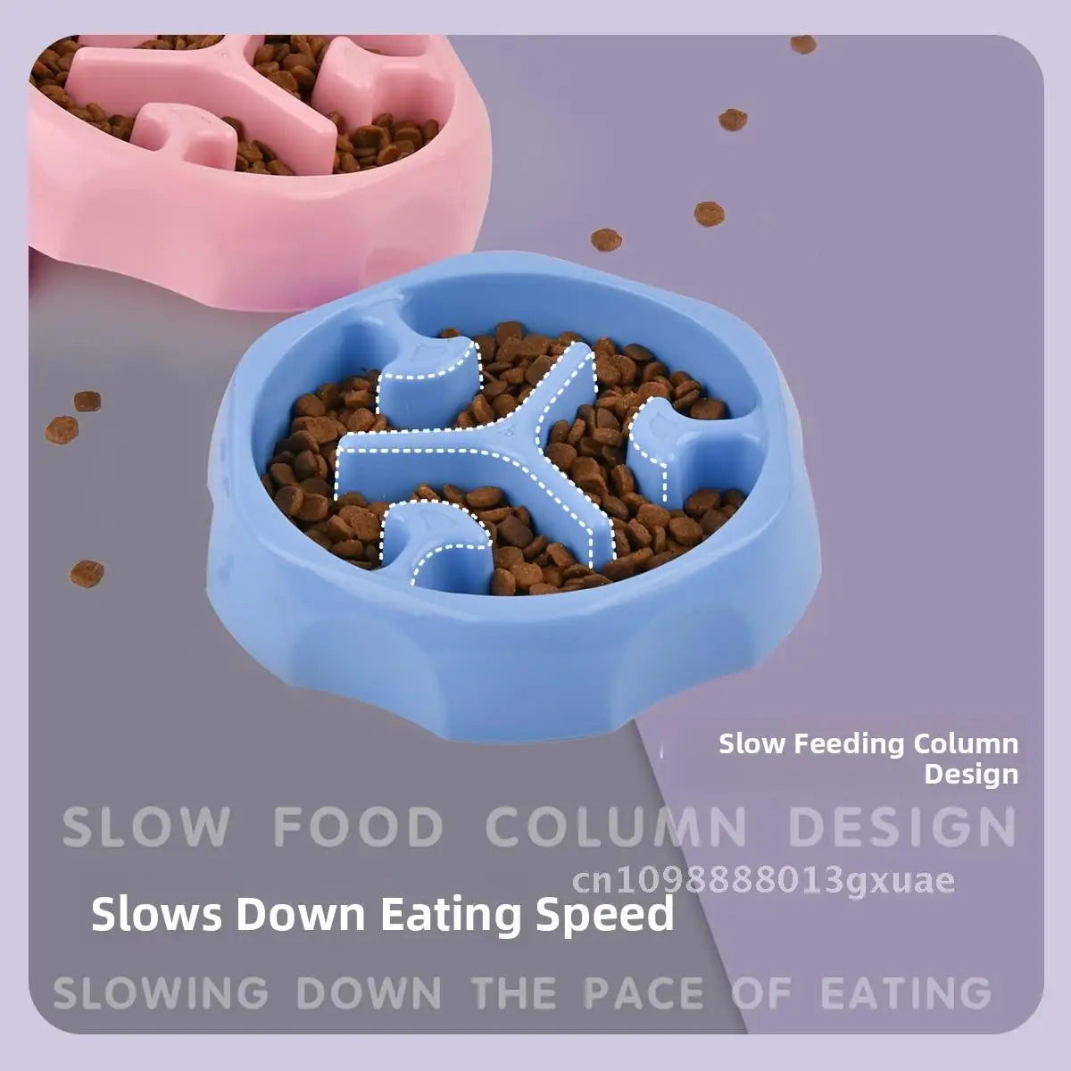 Anti-Overturning Slow Food Bowl for Dogs And Cats Puppy Pet Supplies round Design Anti-Choking PP Material Wholesale