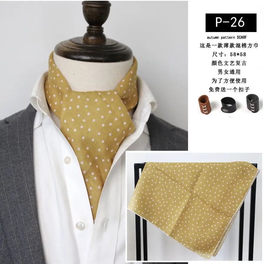 Japanese-Style  American Casual Artistic Style Versatile Men's Scarf Leather Ring Small Scarf Hip Hop Style Wrist Towel 60
