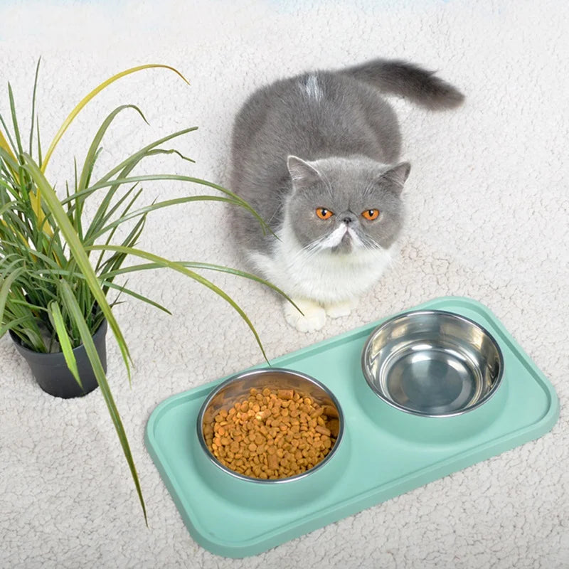 Dog Bowls Stainless Steel Dog Bowl With No Spill Dog Food Bowl Non-Slip Mat Feeder Bowls Pet Bowl For Dogs Cats