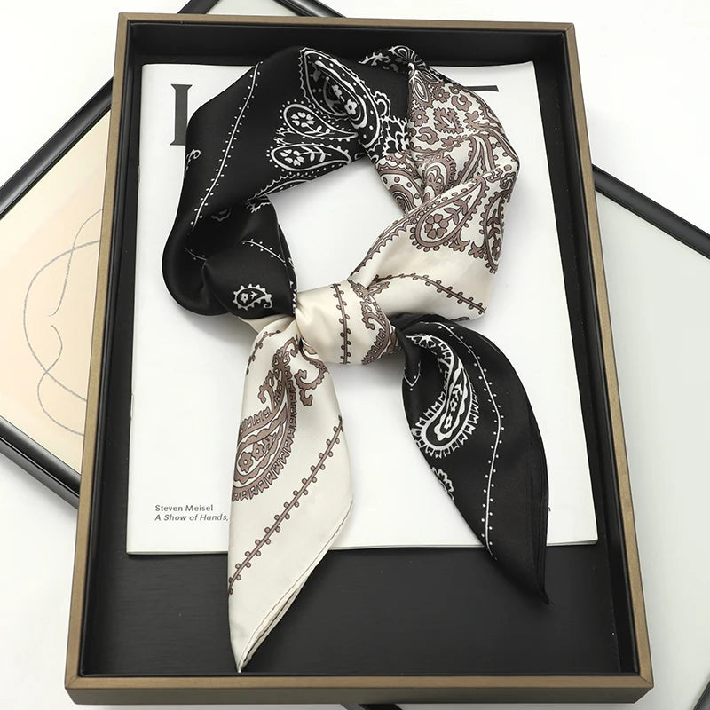 2025 New Fashion 70X70cmPrinted Women's Scarf Pashmina Silk Scarf Square Shawl Decorative Headband Neck Luxury Design Bandana