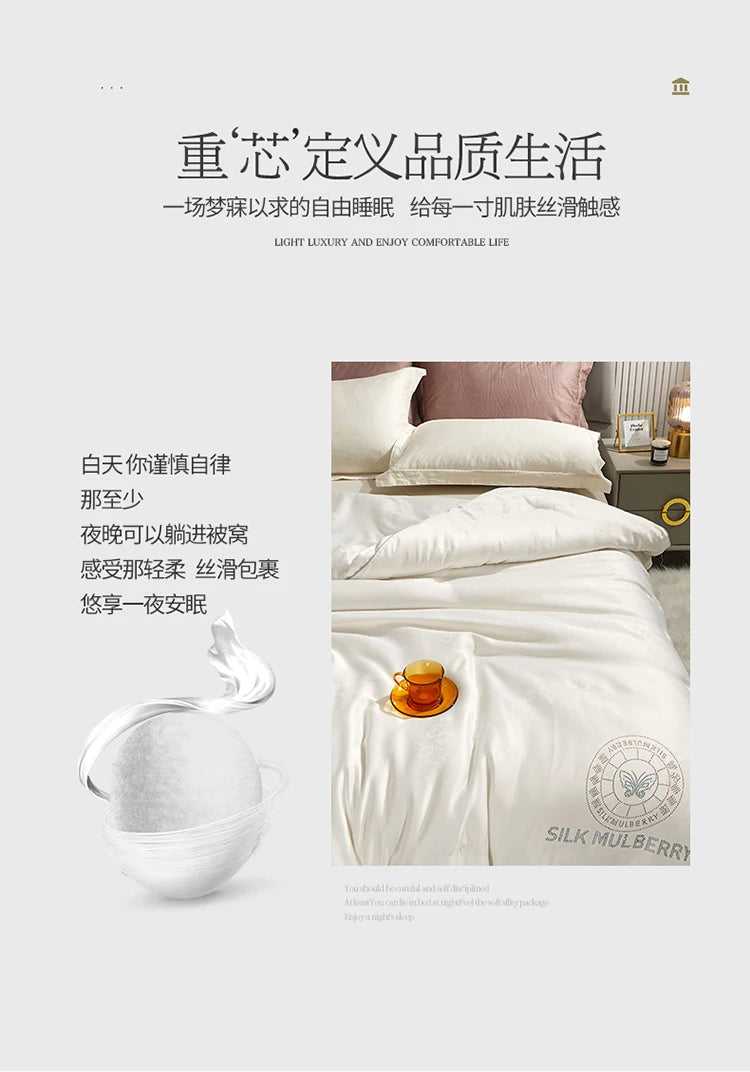 Genuine silk quilt 100% mulberry silk luxury warm quilt spring autumn winter quilt single double comforter silk quilt core