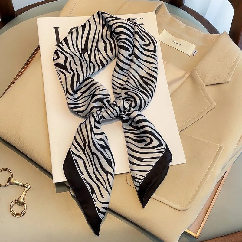 Luxury Chain Print Small Square Scarf Simulated Silk Thin Neck Scarf Fashion Sunscreen Headscarf For Women 70x70cm