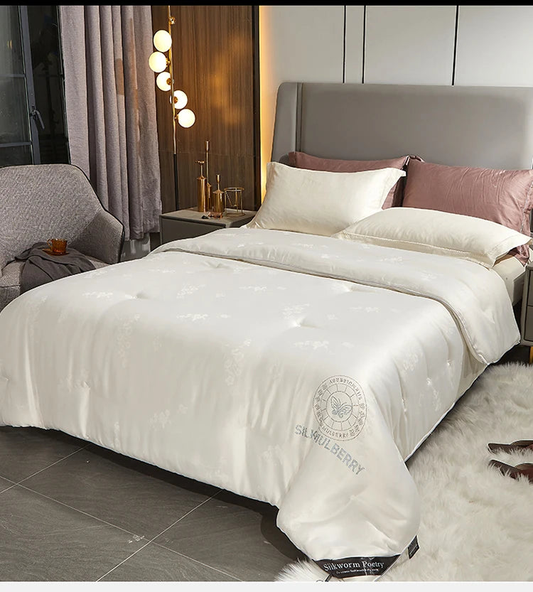 Genuine silk quilt 100% mulberry silk luxury warm quilt spring autumn winter quilt single double comforter silk quilt core