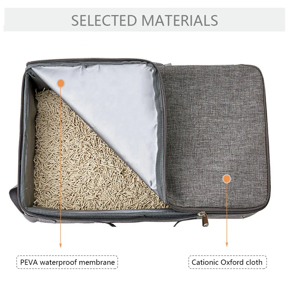 Foldable Car Pet Litter Boxes Oxford Cloth Rectangular Travel Cat Bedpans Portable Waterproof with Shovel Reusable Pet Supplies