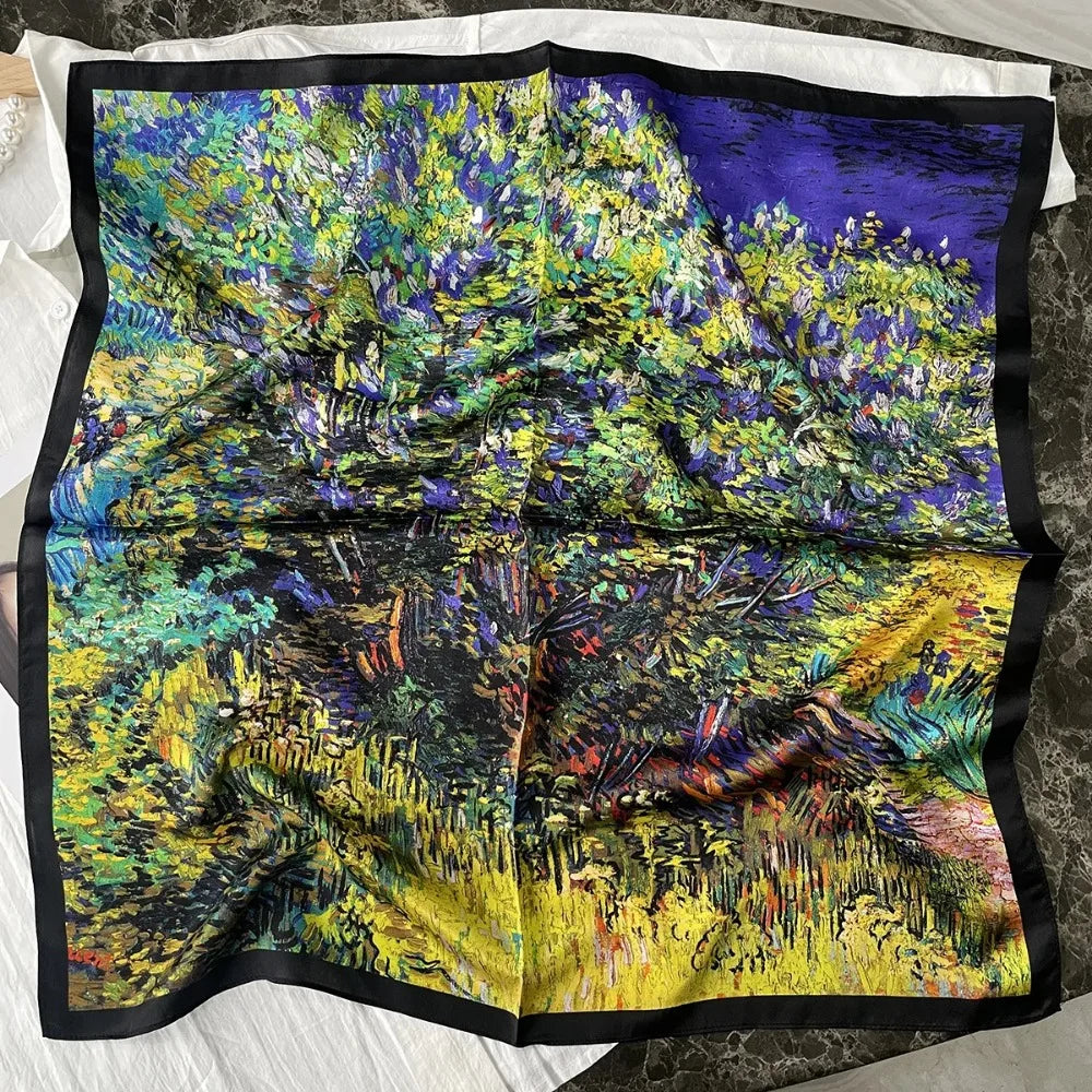 100% Pure Mulberry Silk Square Scarf  Fashionable and Versatile High-end Silk Scarf  12 Momme Single Sided Printing 68x68CM