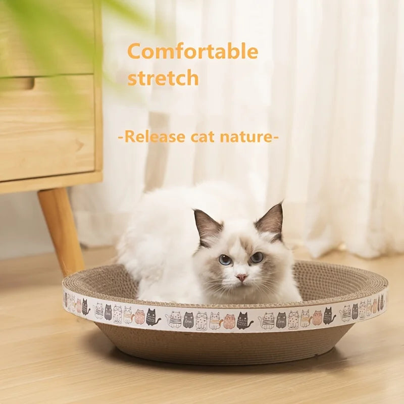 1pc Corrugated Paper Cat Scratcher and Toy Set - Durable and Fun Cat Scratching Pad for Happy and Healthy Felines