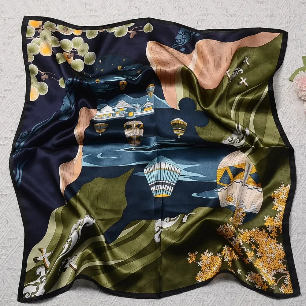 100% Pure Mulberry Silk Square Scarf  Fashionable and Versatile High-end Silk Scarf  12 Momme Single Sided Printing 68x68CM