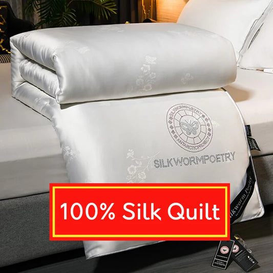 Genuine silk quilt 100% mulberry silk luxury warm quilt spring autumn winter quilt single double comforter silk quilt core