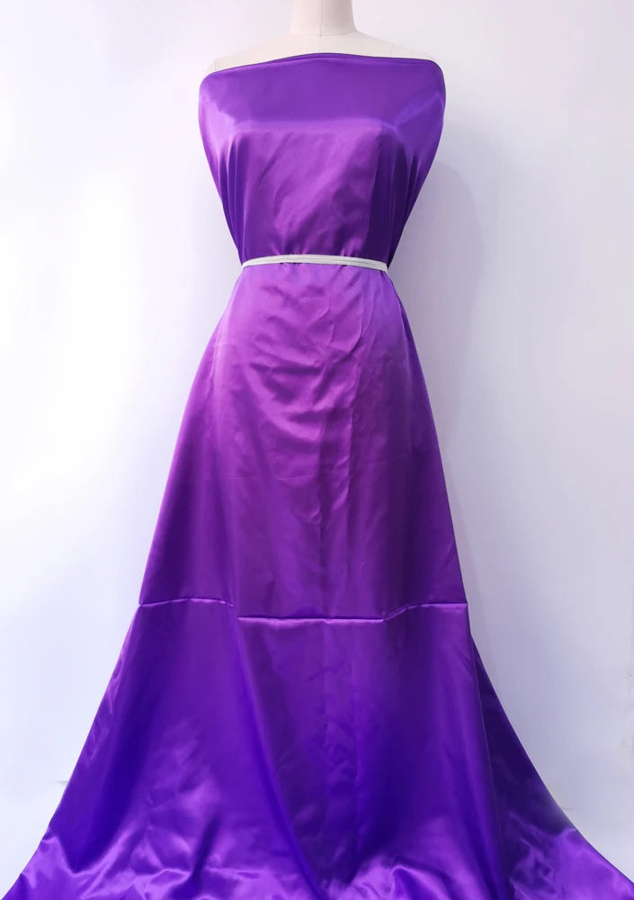 Solid Satin 58" Wide | 1Meter | 2Meters | 5Meters | Silky Charmeuse Scarf Craft DIY Fabric Purple