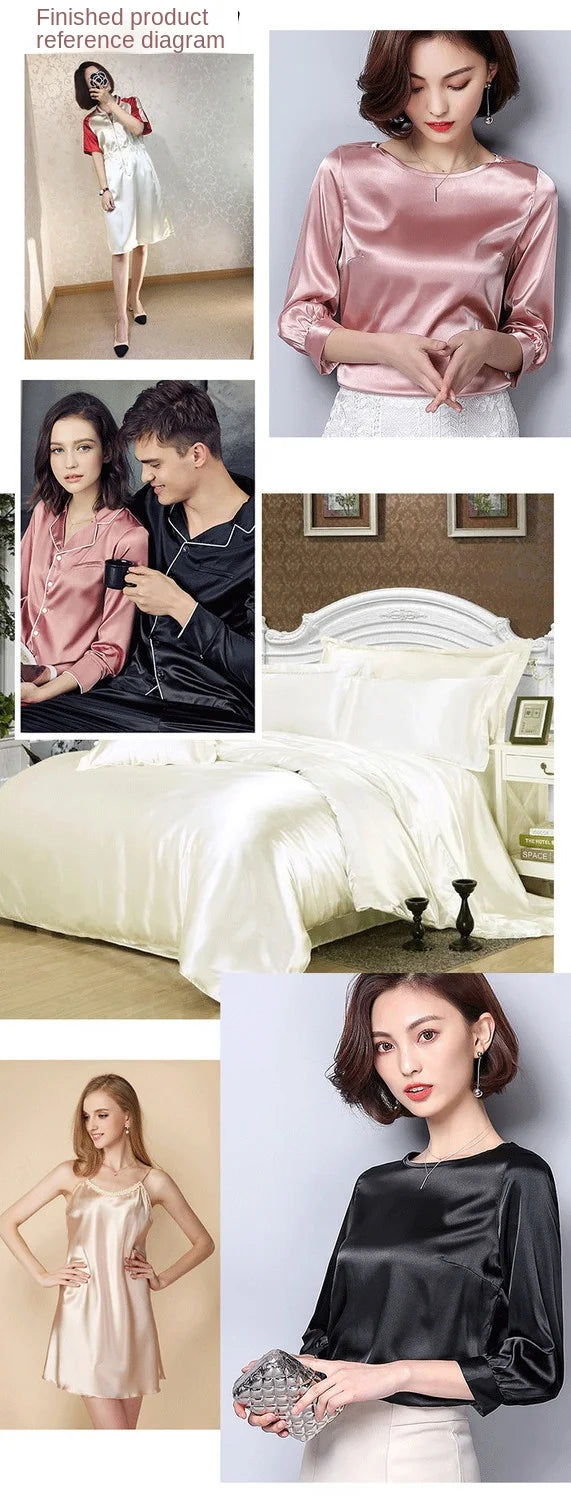 Satin Fabric By The Meter for Sewing Clothing Dress Cheongsam Shirt Pajamas Diy Soft Comfortable Smooth Thin Summer Black White