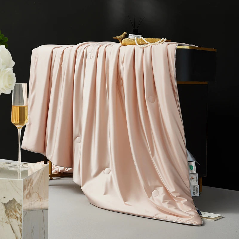 Silk Quilt, 100% Muberry Silk Fill Summer Quilt/Duvet/Blanket/Comforter, Lightweight Breathable Pure Silk Quilt for All Season