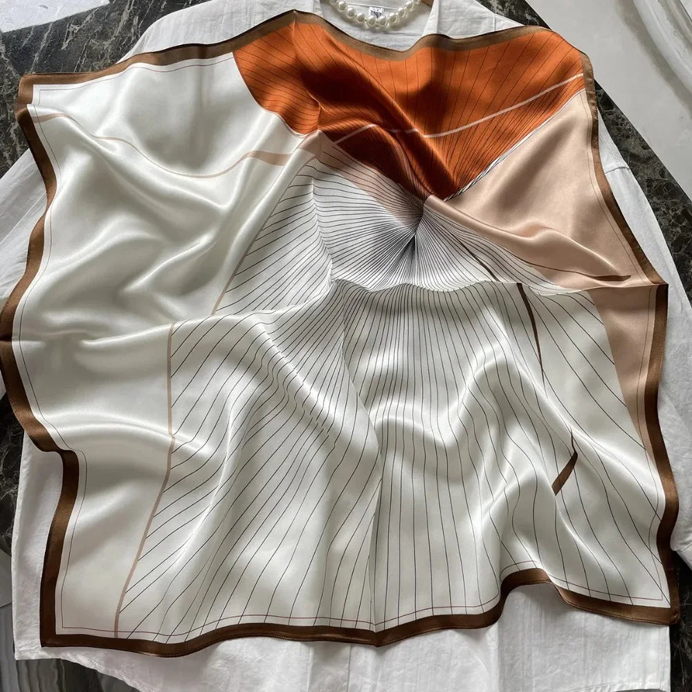 100% Pure Mulberry Silk Square Scarf  Fashionable and Versatile High-end Silk Scarf  12 Momme Single Sided Printing 68x68CM