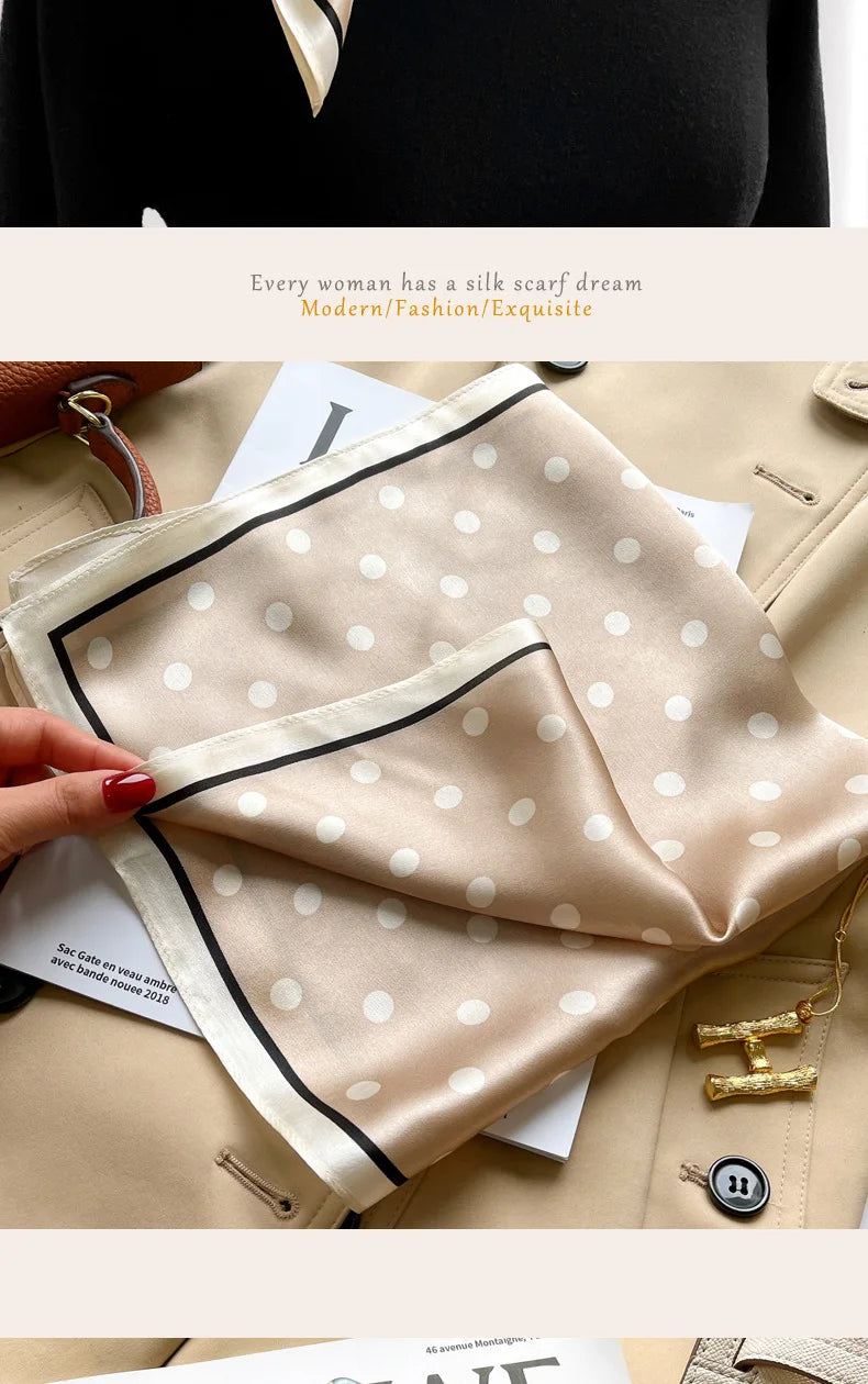100% silk mulberry  scarf small square women's versatile new foreign style fashion  high-end autumn 53CM