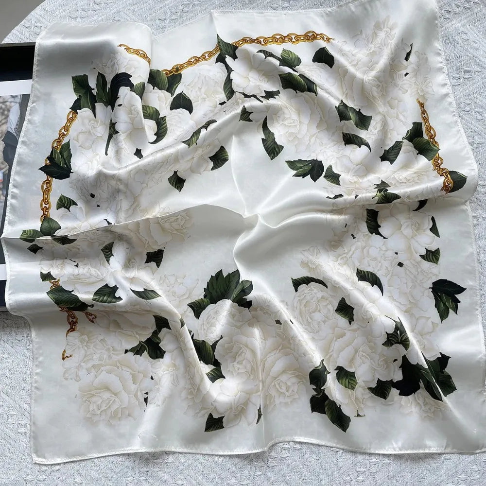 100% Pure Mulberry Silk Square Scarf  Fashionable and Versatile High-end Silk Scarf  12 Momme Single Sided Printing 68x68CM