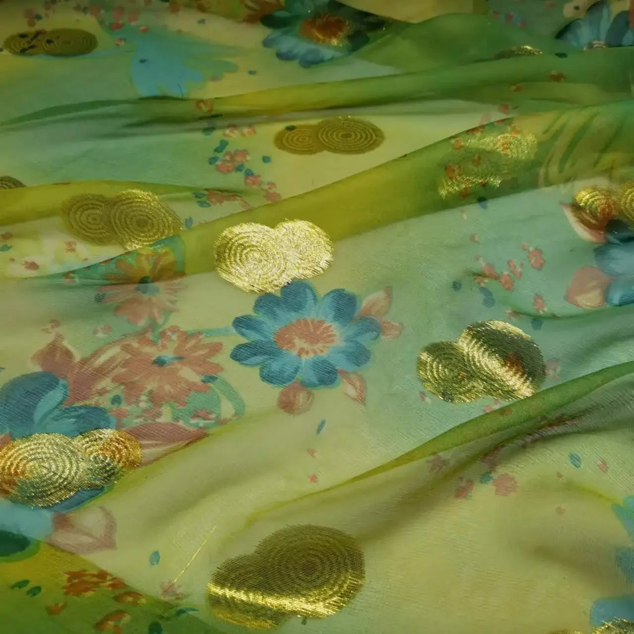 Floral Mulberry Silk Fabric Soft Silk Silver Metallic Jacquard DIY Cloth Dress Scarf Material
