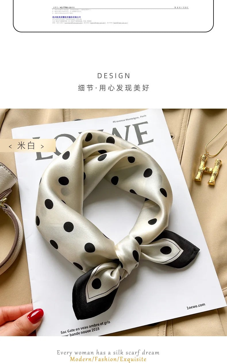 100% silk mulberry  scarf small square women's versatile new foreign style fashion  high-end autumn 53CM