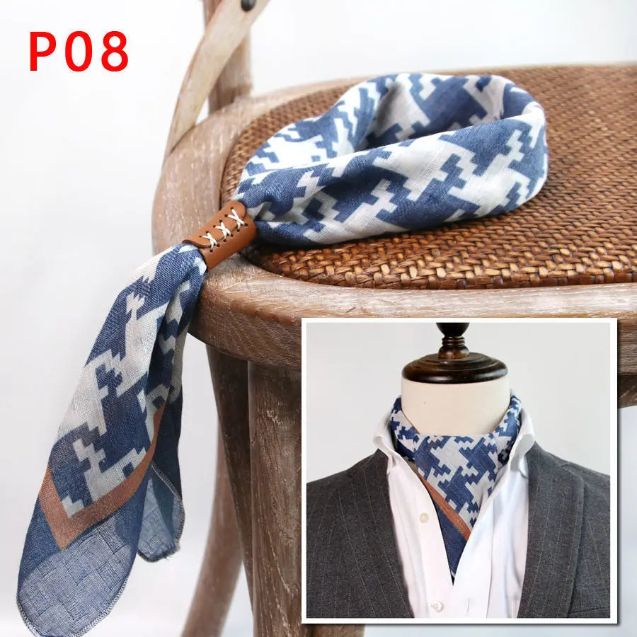 Japanese-Style  American Casual Artistic Style Versatile Men's Scarf Leather Ring Small Scarf Hip Hop Style Wrist Towel 60