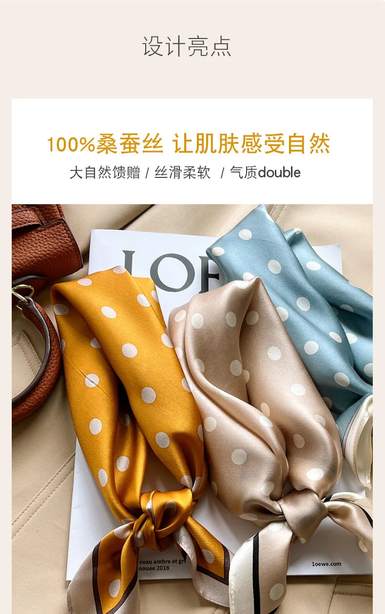 100% silk mulberry  scarf small square women's versatile new foreign style fashion  high-end autumn 53CM