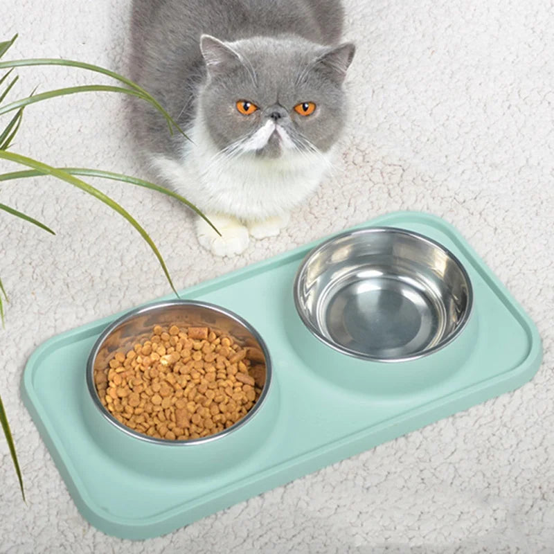 Dog Bowls Stainless Steel Dog Bowl With No Spill Dog Food Bowl Non-Slip Mat Feeder Bowls Pet Bowl For Dogs Cats