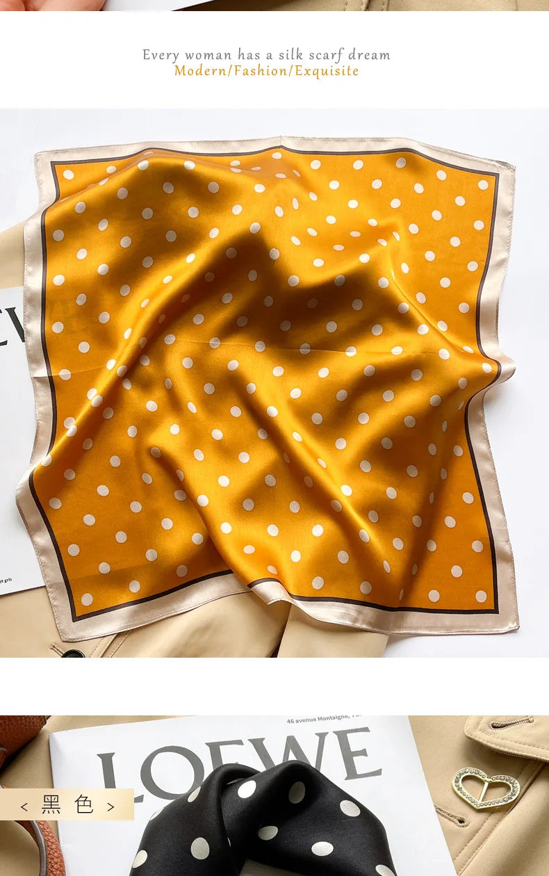 100% silk mulberry  scarf small square women's versatile new foreign style fashion  high-end autumn 53CM