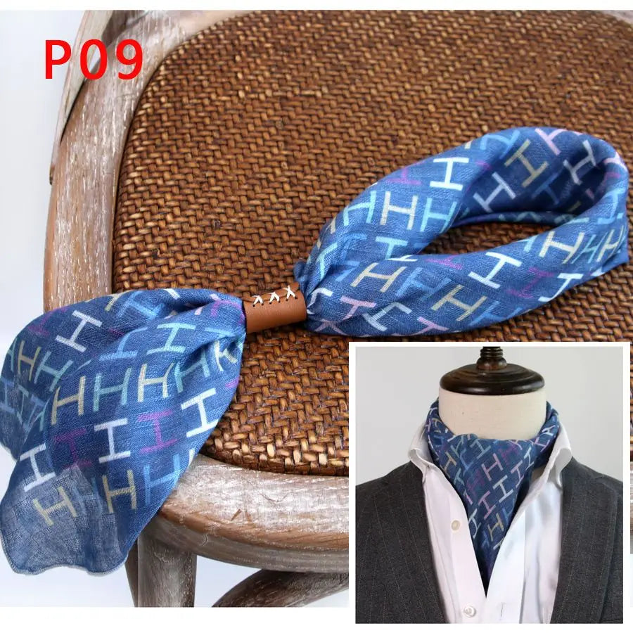 Japanese-Style  American Casual Artistic Style Versatile Men's Scarf Leather Ring Small Scarf Hip Hop Style Wrist Towel 60