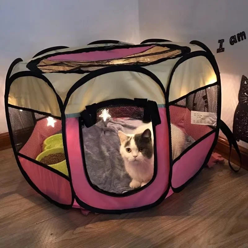 Portable Foldable Cat Tent Cat House Portable Folding Outdoor Travel Pet Tent Cat/Dog Cage Easy Operation Large Cat/Dog Fences