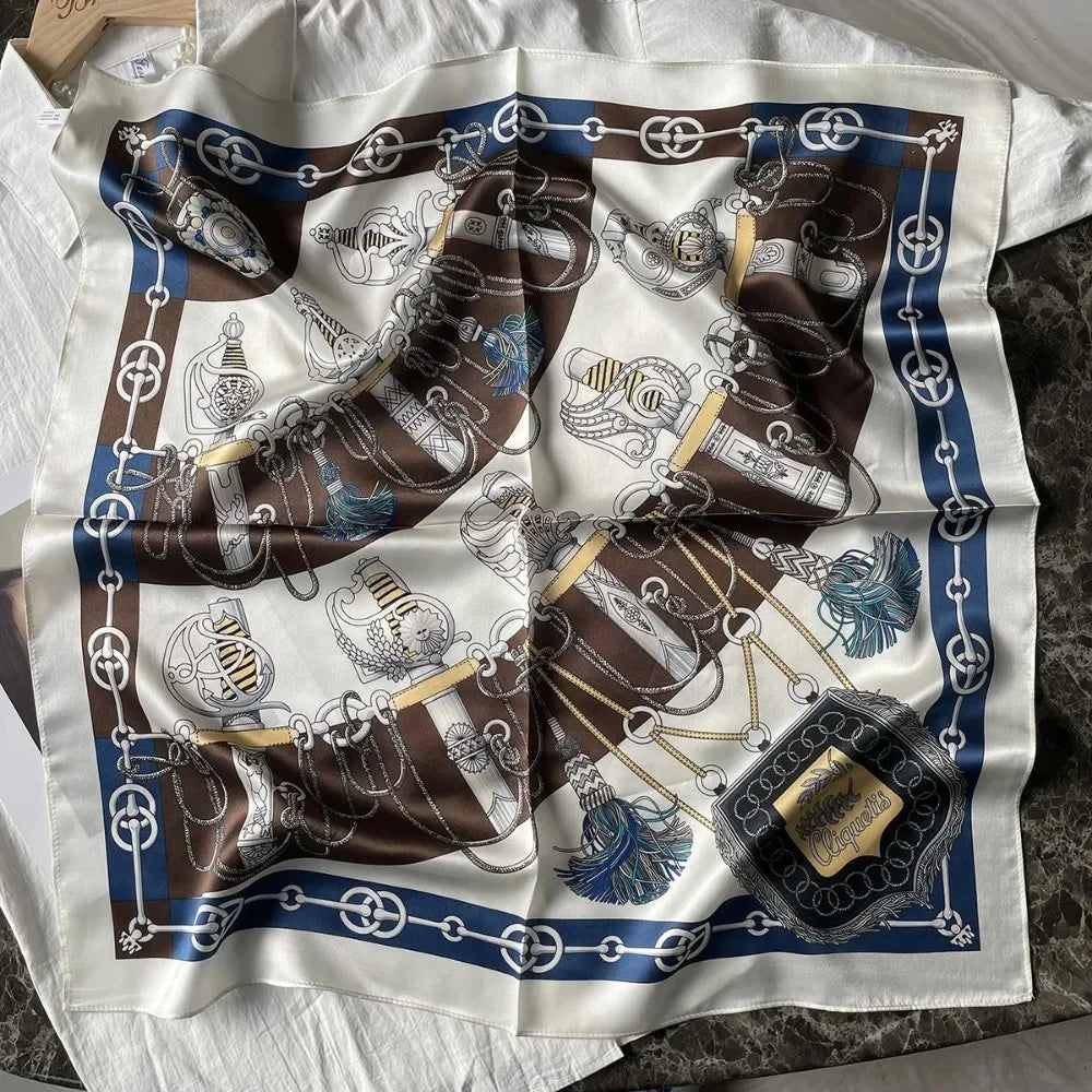 100% Pure Mulberry Silk Square Scarf  Fashionable and Versatile High-end Silk Scarf  12 Momme Single Sided Printing 68x68CM