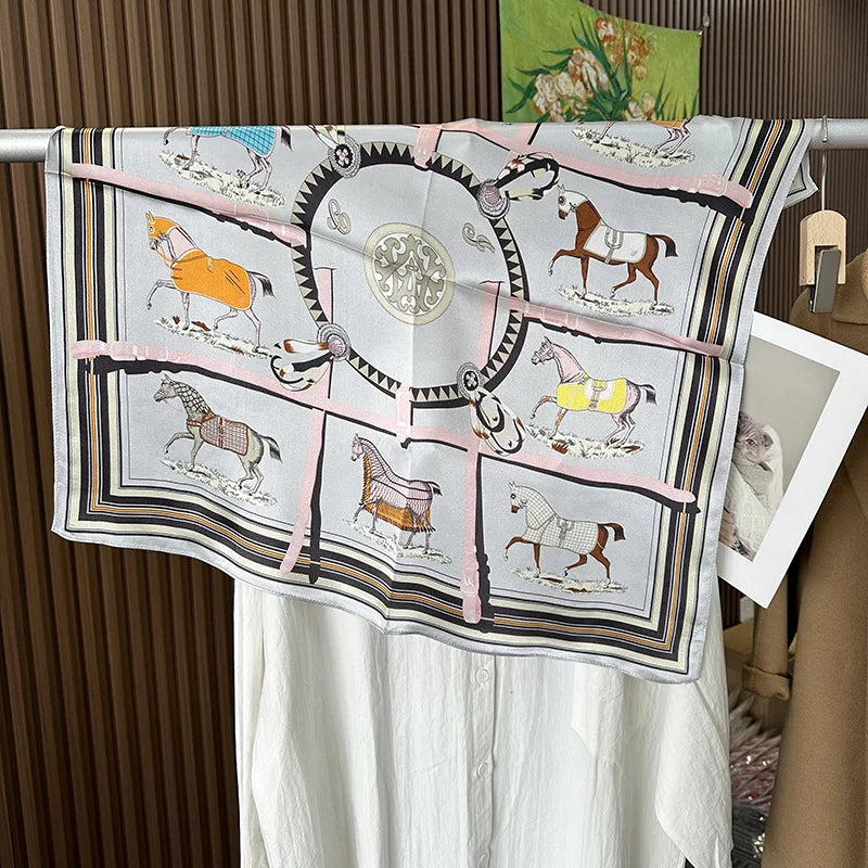 100% Pure Mulberry Silk Square Scarf  Fashionable and Versatile High-end Silk Scarf  12 Momme Single Sided Printing 68x68CM