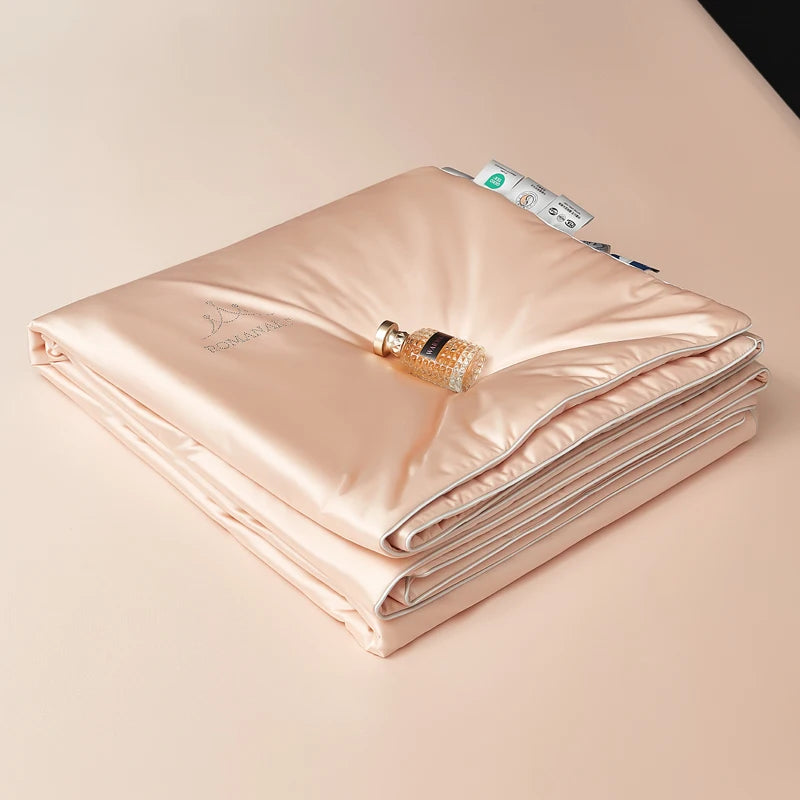 Silk Quilt, 100% Muberry Silk Fill Summer Quilt/Duvet/Blanket/Comforter, Lightweight Breathable Pure Silk Quilt for All Season