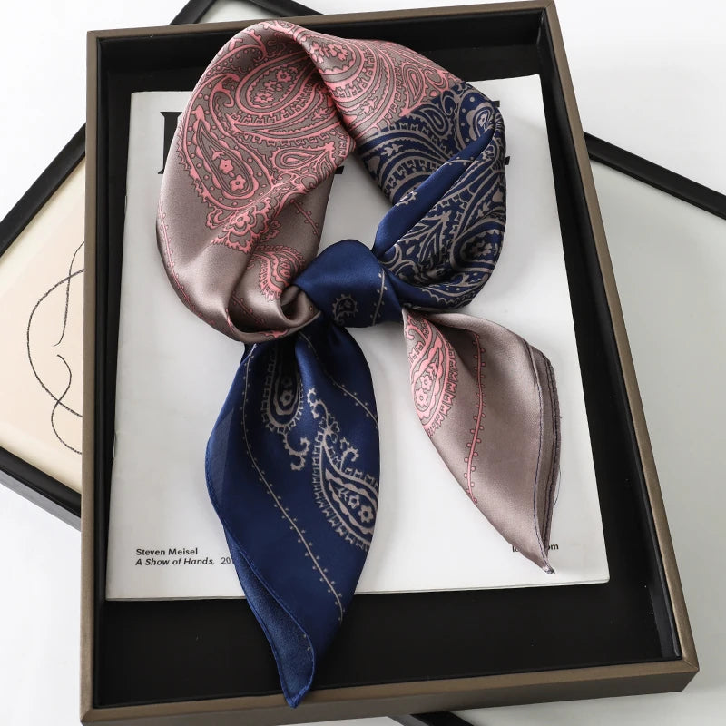 2025 New Fashion 70X70cmPrinted Women's Scarf Pashmina Silk Scarf Square Shawl Decorative Headband Neck Luxury Design Bandana