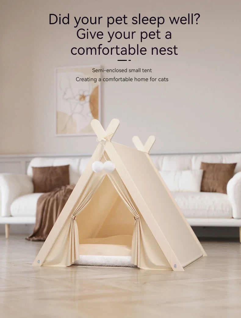 Pet Tent House Foldable and Removable Portable Comfortable and Breathable Cat House Stable Dog House with Thick Pad Pet Supplies