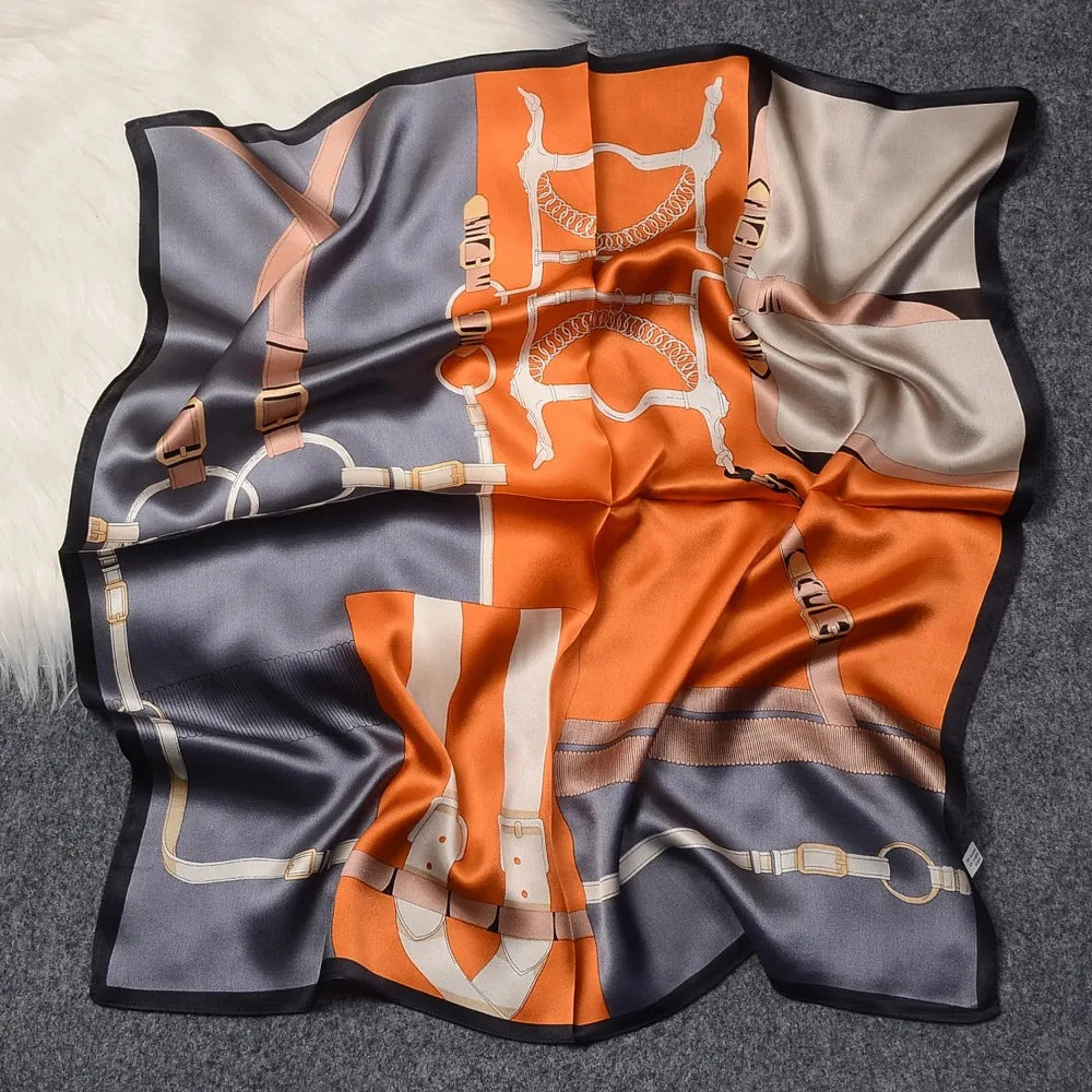 100% Pure Mulberry Silk Square Scarf  Fashionable and Versatile High-end Silk Scarf  12 Momme Single Sided Printing 68x68CM