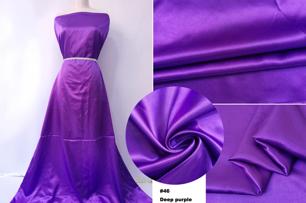 Solid Satin 58" Wide | 1Meter | 2Meters | 5Meters | Silky Charmeuse Scarf Craft DIY Fabric Purple