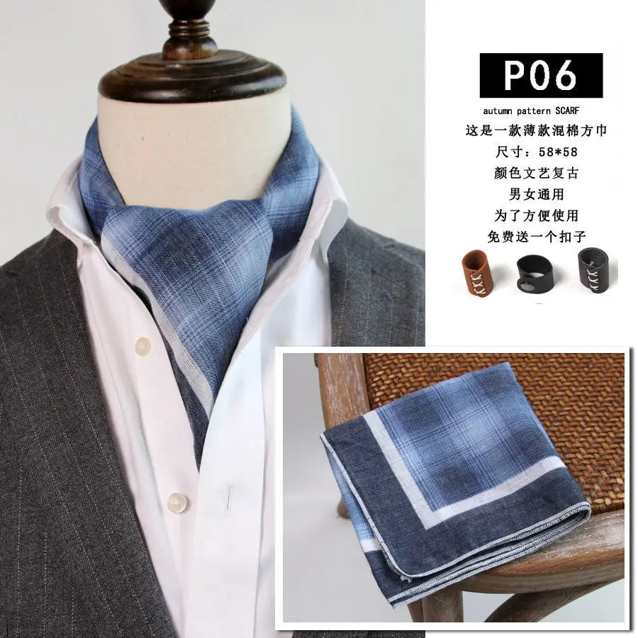 Japanese-Style  American Casual Artistic Style Versatile Men's Scarf Leather Ring Small Scarf Hip Hop Style Wrist Towel 60