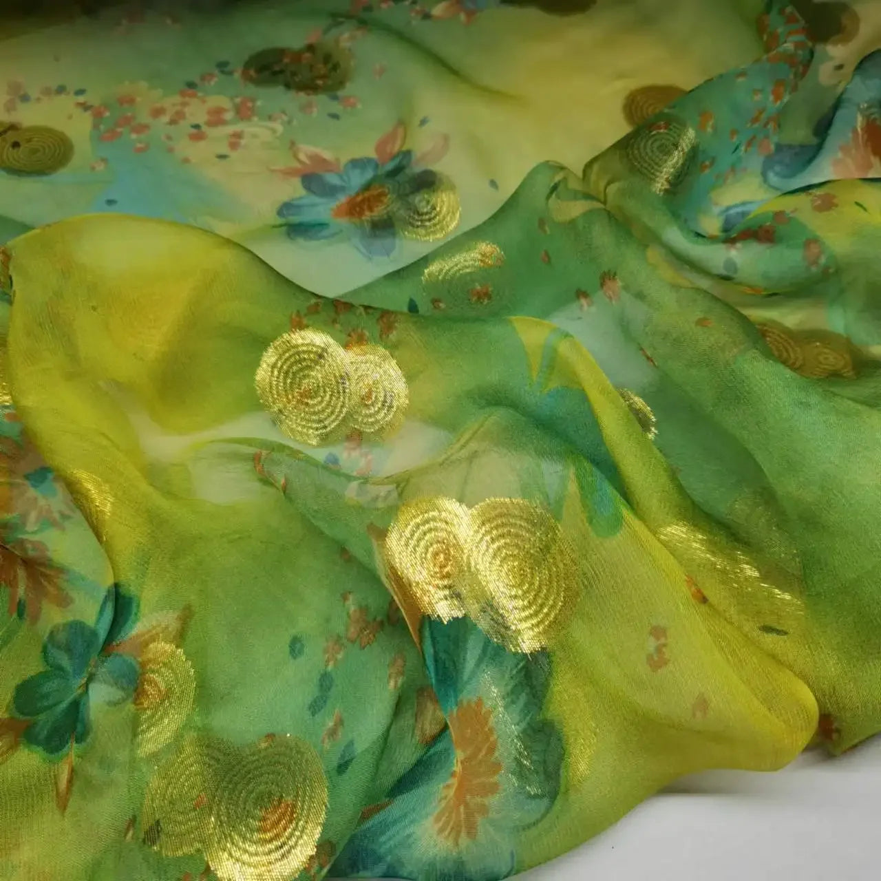 Floral Mulberry Silk Fabric Soft Silk Silver Metallic Jacquard DIY Cloth Dress Scarf Material